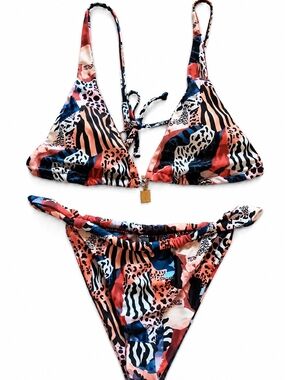 Wild Print Triangle Bikini Set – Size Medium – New Without Tags